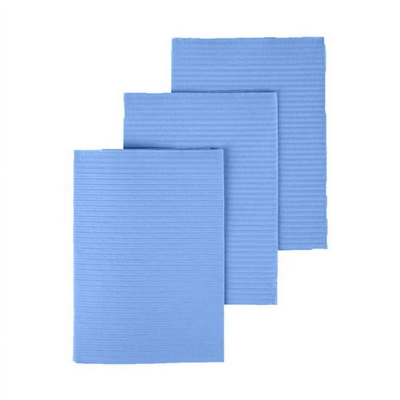 Medicom 8382 Dry-Back Plus Patient Bibs 13" x 18" 3-Ply Paper Poly Blue 500/Pk