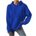 thumbnail image 2 of Women's Hoodies Long Sleeve Casual Solid Drawstring Hoodie Sweatshirts For Women Pullover, Jacquard Design Fall Winter Fashion with Soft Fabric for Cozy Wear,Blue,L, 2 of 7