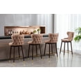 thumbnail image 6 of Leather Fabric Bar Stools, 29.9" Bar Stool with Back, Solid Wood Legs, Footrest, Kitchen Bar Chair for Home Island Breakfast, Tufted Gold Nailhead Trim Gold Decoration Bar Stools (Set of 4), 6 of 8