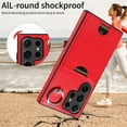 thumbnail image 2 of Dteck for Samsung S24 Ultra Case, Shockproof PU Leather Back Walet Card Slots with Finger Ring Holder Kickstand Basic Phone Case for Galaxy S24 Ultra,Red, 2 of 9