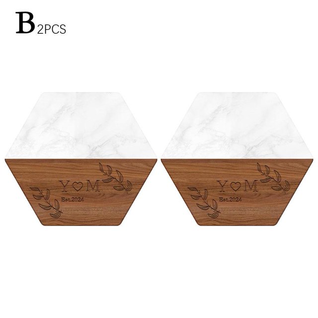 Personalized Coasters Engraved Wood & Marble Tea/Coffee Coasters Customized