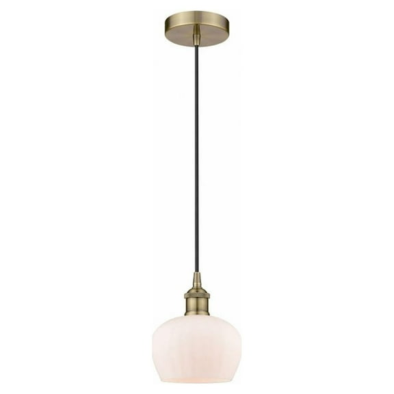 Innovations Lighting Fenton - 1 Light 7" Cord Hung Mini Pendant Antique Brass/Matte White