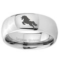 thumbnail image 2 of Tungsten Horse 8mm Mirror Gray Polished Dome Men Ring, 2 of 2