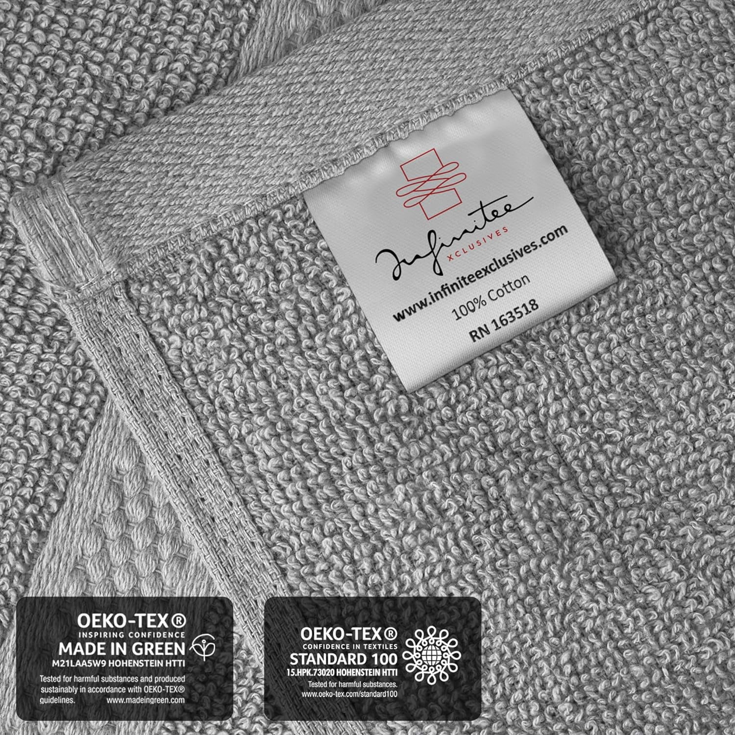 Infinitee Xclusives 12 Pack Premium Light Gray Soft Wash Cloths and Face Towels, 13x13 100% Cotton