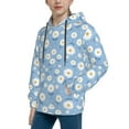 thumbnail image 2 of Honeii Daisies Flowers Pattern Long-Sleeve Hooded Sweatshirt Pullover Hoodie for Boys and Grils-Small, 2 of 6