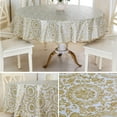 thumbnail image 6 of Ruibeauty Waterproof Tablecloth, Round Table Cloth, Wipeable Table Cover for Kitchen and Dining Room (Gold, 72" Round), 6 of 7