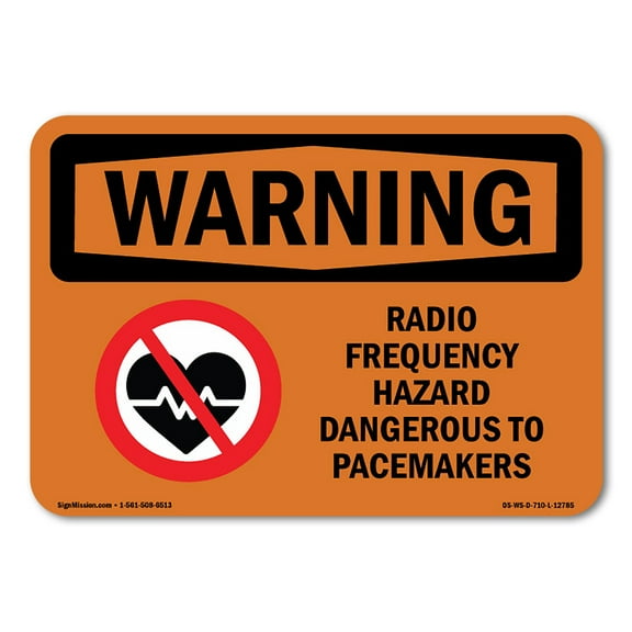 OSHA WARNING Sign - Radio Frequency Hazard Dangerous Pacemaker | Decal | Protect Your Business, Work Site, Warehouse & Shop Area | Made in the USA