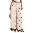 thumbnail image 6 of Women'S Wide Leg Palazzo Pants Boho Floral Trousers Flowy Beach Vacation Clothes Resort Wear Color XXL, 6 of 9