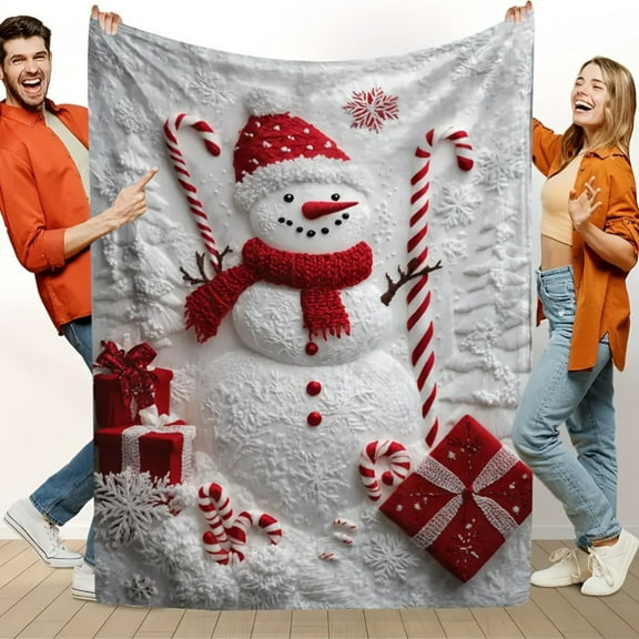 Cozy Christmas Snowman Flannel Blanket - Modern Style for All Seasons
