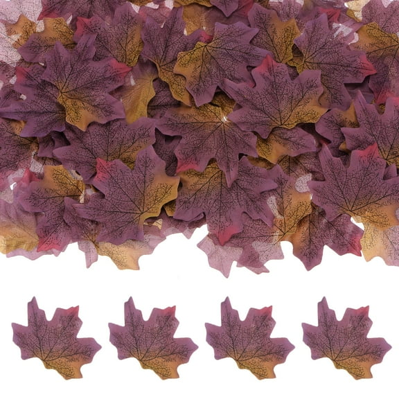 300-Pack Artificial Maple Leaves, Fake Fall Leaves Faux Autumn Leaves for Thanksgiving/Wedding/Party[8cm, Purple]