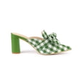 thumbnail image 3 of BLISSFUL STEP Women Stripe Bow Pointed Toe Block Heel Slides Mules Green 11, 3 of 7