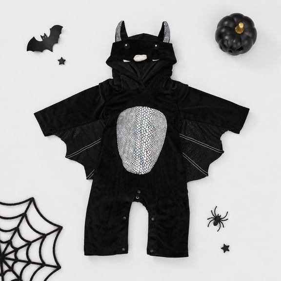 SIYUDAN Kids Bat Costume Infant Romper Jumpsuit With Hat Outfits Set Kids Halloween Costumes Boys, Size 3-6 Months