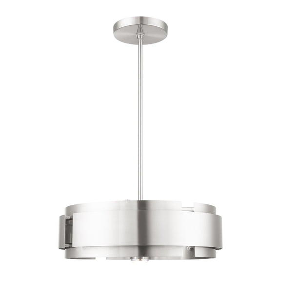 Livex Lighting  5 Light Brushed Nickel Pendant Chandelier, 49414-91 - 22" Dia x 15.5" - 63.5" Adj. H
