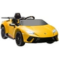 thumbnail image 2 of Qaba 12V Electric Car for Kids, Licensed Lamborghini Kids Electric RC Car, Toddler Ride on Toys Gift, Yellow, 2 of 9