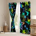 thumbnail image 4 of Feelyou Dreamy Stars Graffiti Black Out Curtains for Kids, Black Blue Cartoon Curtains Pack of 2 (42x63 Each), Fashion Love Heart Bedroom Curtains, Living Room Curtains Decor, 4 of 7