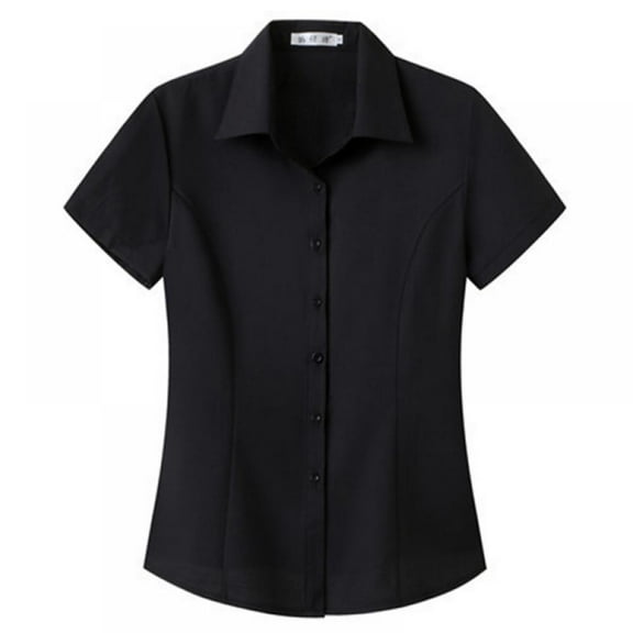 Xmarks Womens Button Down Shirts Long Sleeve Work Blouses Collared Shirts Tops Black S-5XL