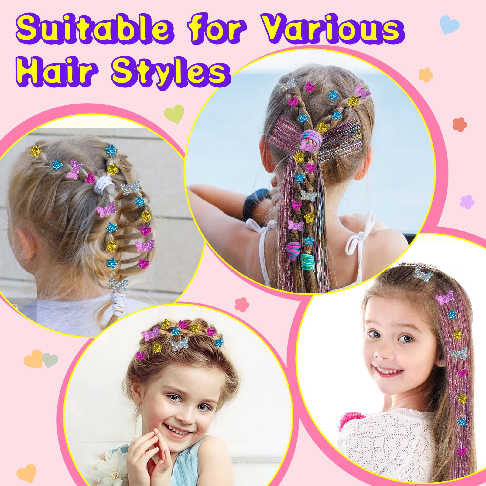 Hair Gems for Girls, AOSITE Hair Bedazzler Gem Stamper Kit with Hair Glitter Patch, Hair Jewel for Girls, Hair Gems Stamper, Hair Gem DIY Tool Gift for Age 4-12