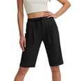 thumbnail image 4 of Hurxie Comfy Bermuda Shorts for Women Sweat Knit Long Shorts Knee Length Jersey Shorts for Lounge Casual Black,S, 4 of 6