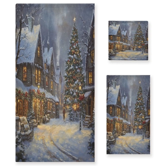 Three-Piece Towel Set Face Towel Towel Set Hand Towel Bath Towel Cotton Bath Towels Bath Towel Sets Hand Bath Towels Christmas Snow