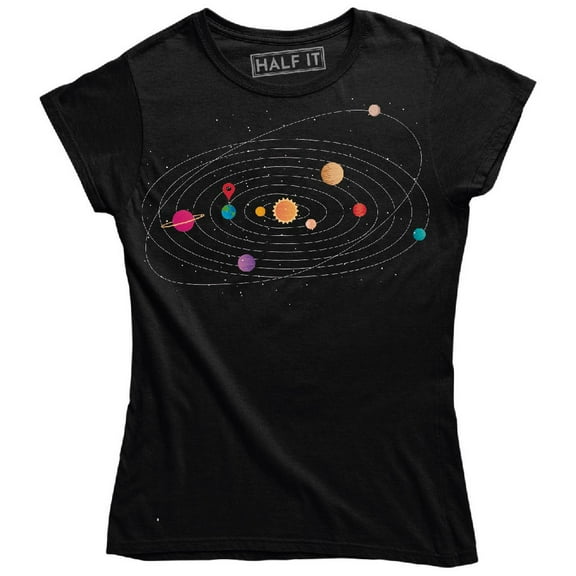 Solar System 9 Planets Around The Sun With Orbits And Stars T-Shirt