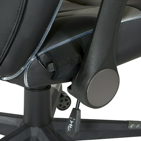 OSP Home Furnishings - Output Gaming Chair in Black Faux Leather  with Controllable RGB LED Light piping. - Black / Gray