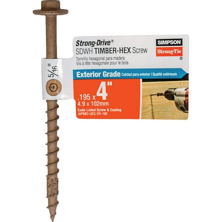 

4PK Simpson Strong-Tie Strong-Drive SDWH Timber-Hex 0.195 In. x 4 In. 5/16 Hex DB Coating Screw