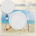 thumbnail image 3 of Ambesonne Summer Place Mats Set of 4, Beach Sand with Starfish, Standard Size, Aqua Ivory Mustard, 3 of 6