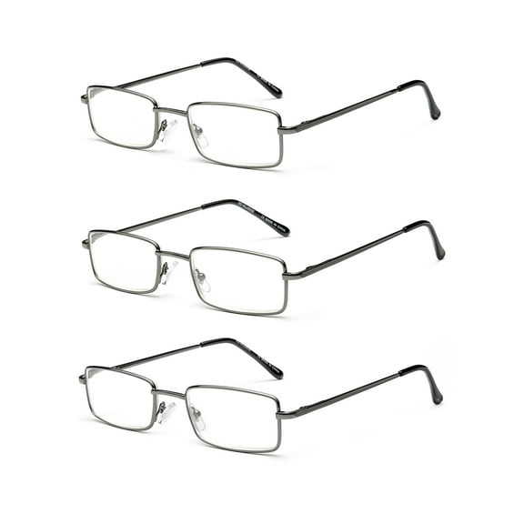 OuShiun Mens Reading Glasses Blue Light Blocking, Stylish Metal Frame Computer Readers for Men Anti Glare UV Protection 2.5