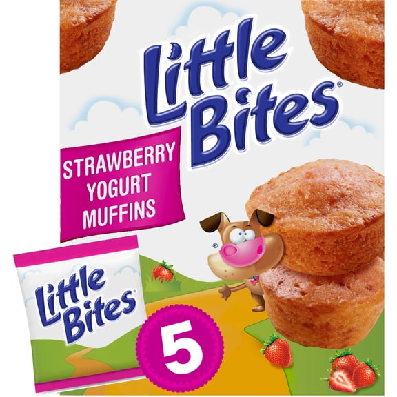 Little Bites Strawberry Yogurt Muffins, 5 packs, Strawberry Mini Snack Cakes, 8.25 oz Box