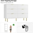 thumbnail image 7 of Garvee Modern Fluted 6-Drawer Dresser – Large White Wood Chest of Drawers with Gold Handles, Bedroom Storage Organizer for Clothes & Essentials, Stylish Dresser for Living Room, Hallway & Entryway, 7 of 7