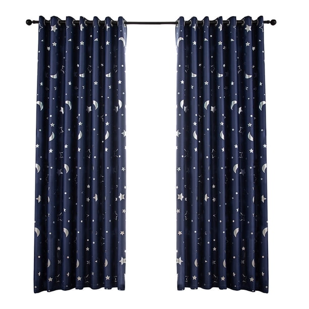 GOOHOCHY Cortina de ventana de moda simple de 1 pieza, cortina opaca de plateada, cortina de aislamiento térmico, 100x130 cm (azul marino)
