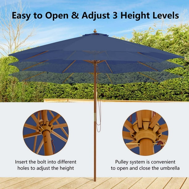11 ft striped patio umbrella Treasure Garden  11 ft Octagonal Outdoor Patio Umbrella (High-Perform