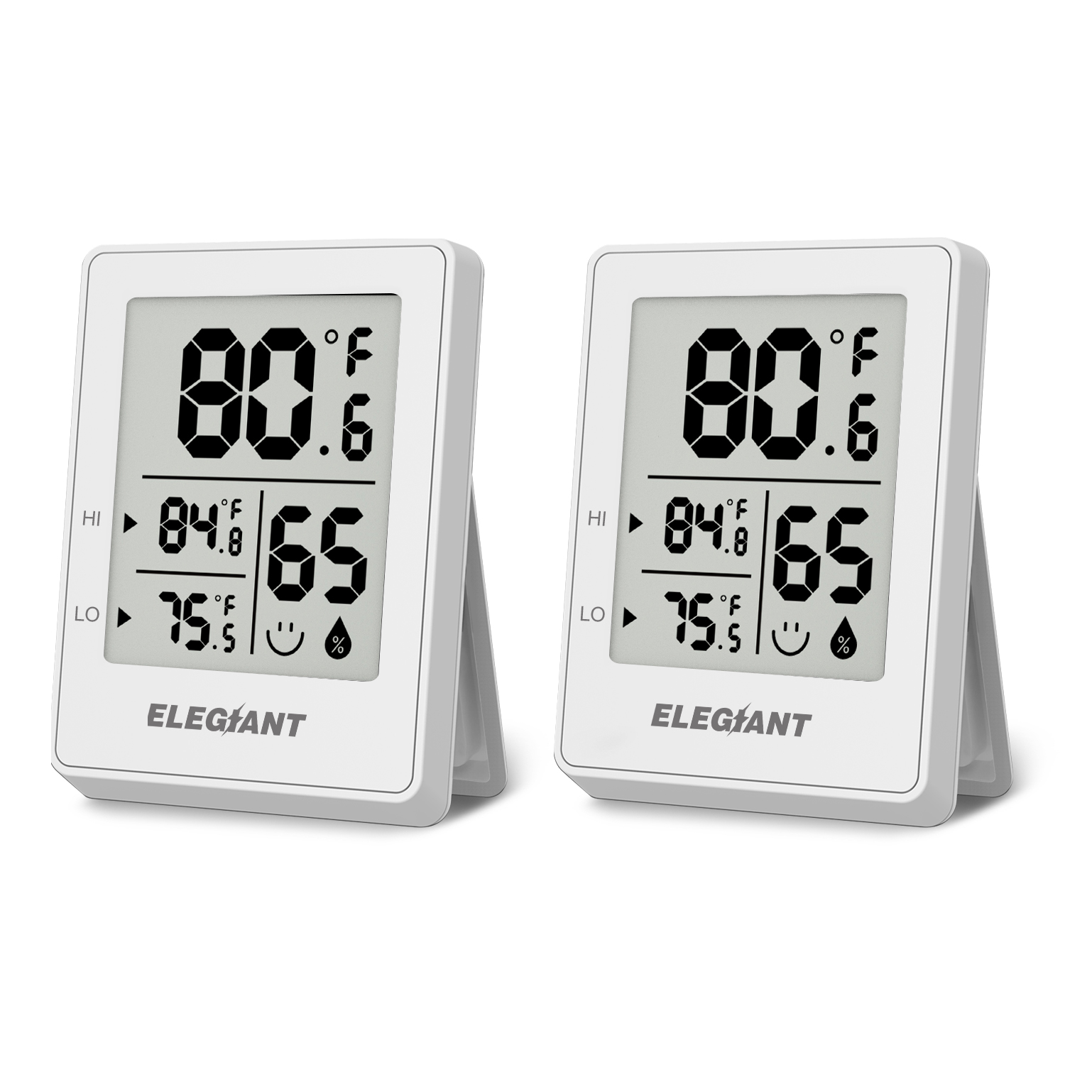 ELEGIANT Digital Hygrometer Thermometer 2 Packs, Mini Indoor Outdoor Temperature Humidity Gauge