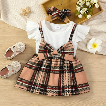 

niuredltd baby clothing girls striped spring summer fall bow tie short sleeve princess dress clothes