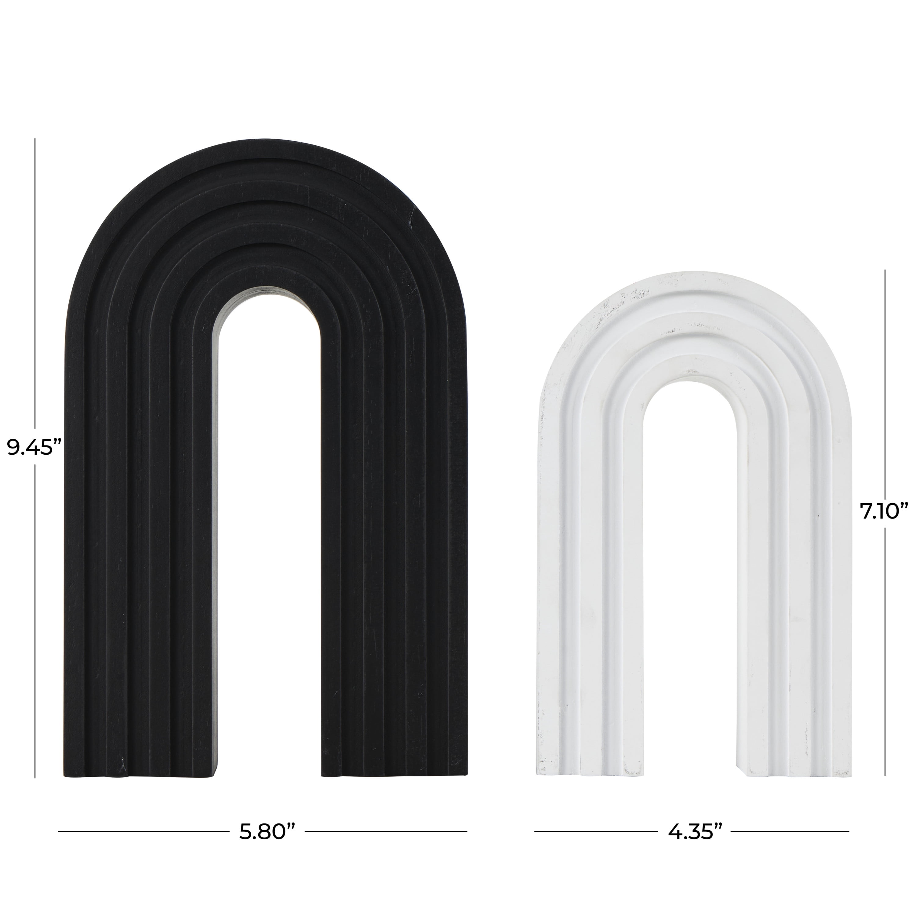 9", 7"H Black Wooden Layered Arch Geometric Sculpture, by CosmoLiving by Cosmopolitan (2 Count)
