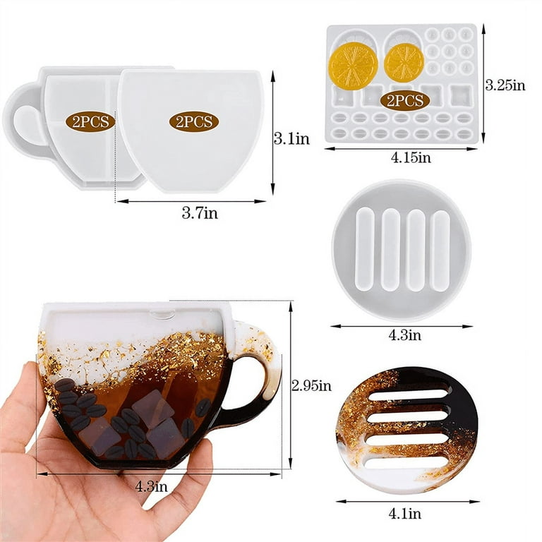 Coaster Resin Mold 7 Pcs Coaster Molds for Epoxy Resin Coffee Cup