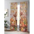 thumbnail image 4 of Sheer Curtains 84 inches Long 2 Panels Set Thanksgiving Highland Cow Fall Pumpkin Fruit Harvest Wood Tiers Sheers Rod Pocket Small Window Short Curtains for Kitchen Cafe, Each 52" W x 84" L, 4 of 7