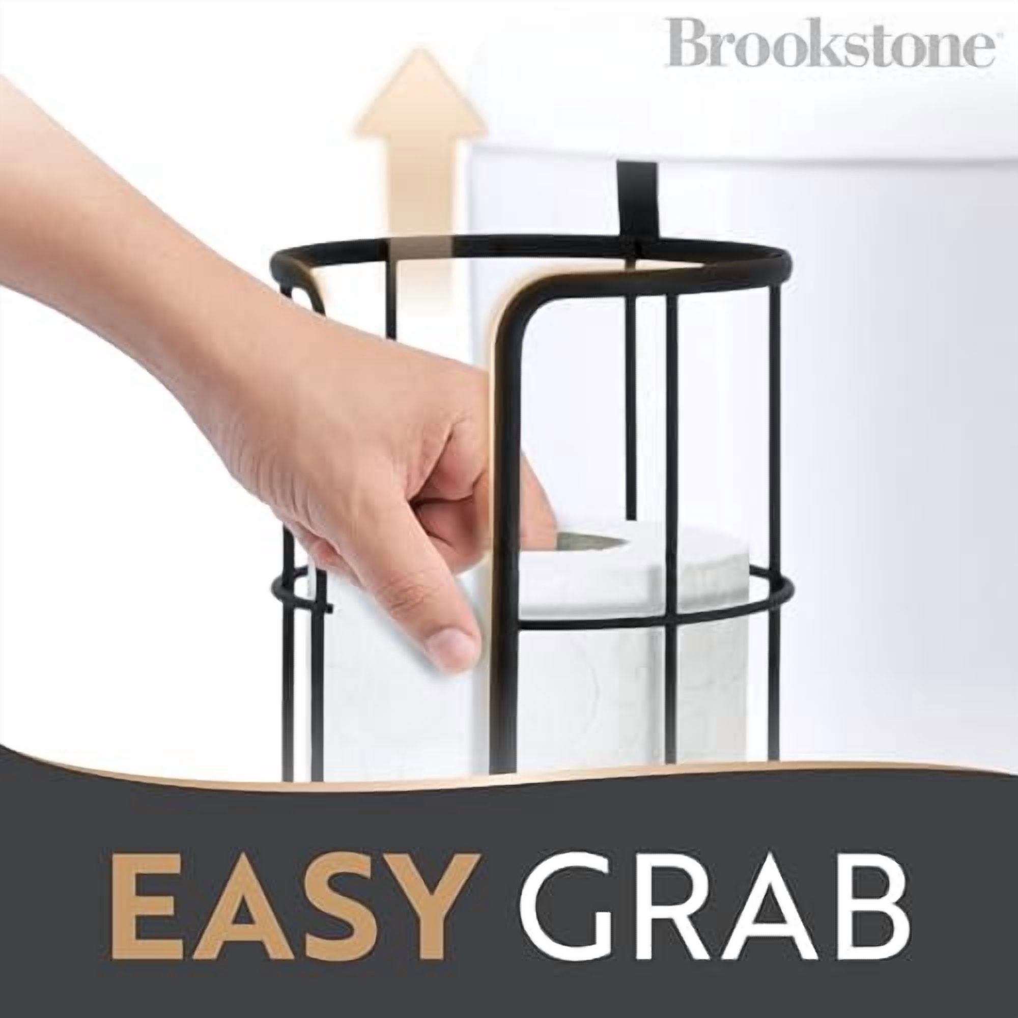 Over The Toilet Paper Holder Reserve, Metal Bathroom Toilet Paper Storage That Fits Any Size Rolls, Matte Black