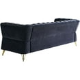thumbnail image 5 of Modern Velvet Sofa, Button Tufted Chesterfield Sofa with Scroll Arms and Gold Metal Legs, 3-Seater Sofa Couch Upholstered Sofa for Living Room Bedroom Office Apartment, 87.40"×32.68"×29.92", Black, 5 of 14