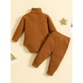 thumbnail image 3 of Bagilaanoe 2pcs Newborn Baby Girl Boy Fall Clothes Long Sleeve Turtleneck Romper Tops + Trousers 3M 6M 12M 18M 24M Infant Ribbed Long Pants, 3 of 9