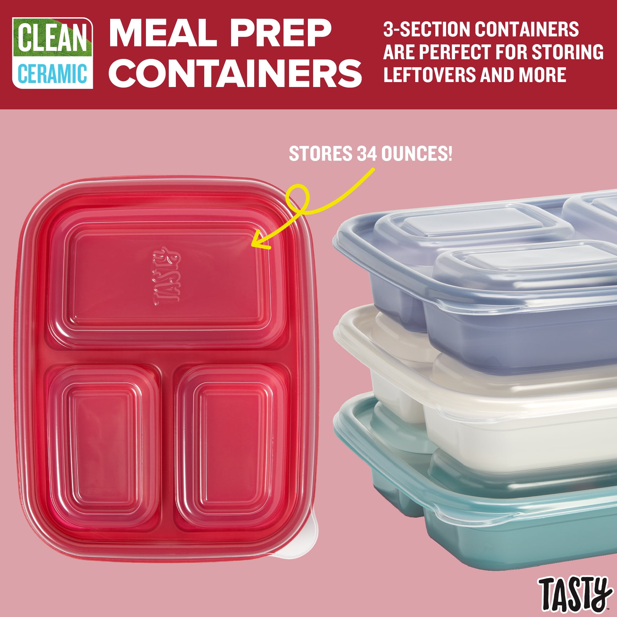Tasty Clean Ceramic 24 Piece Non-Stick Aluminum Cookware Set, Red