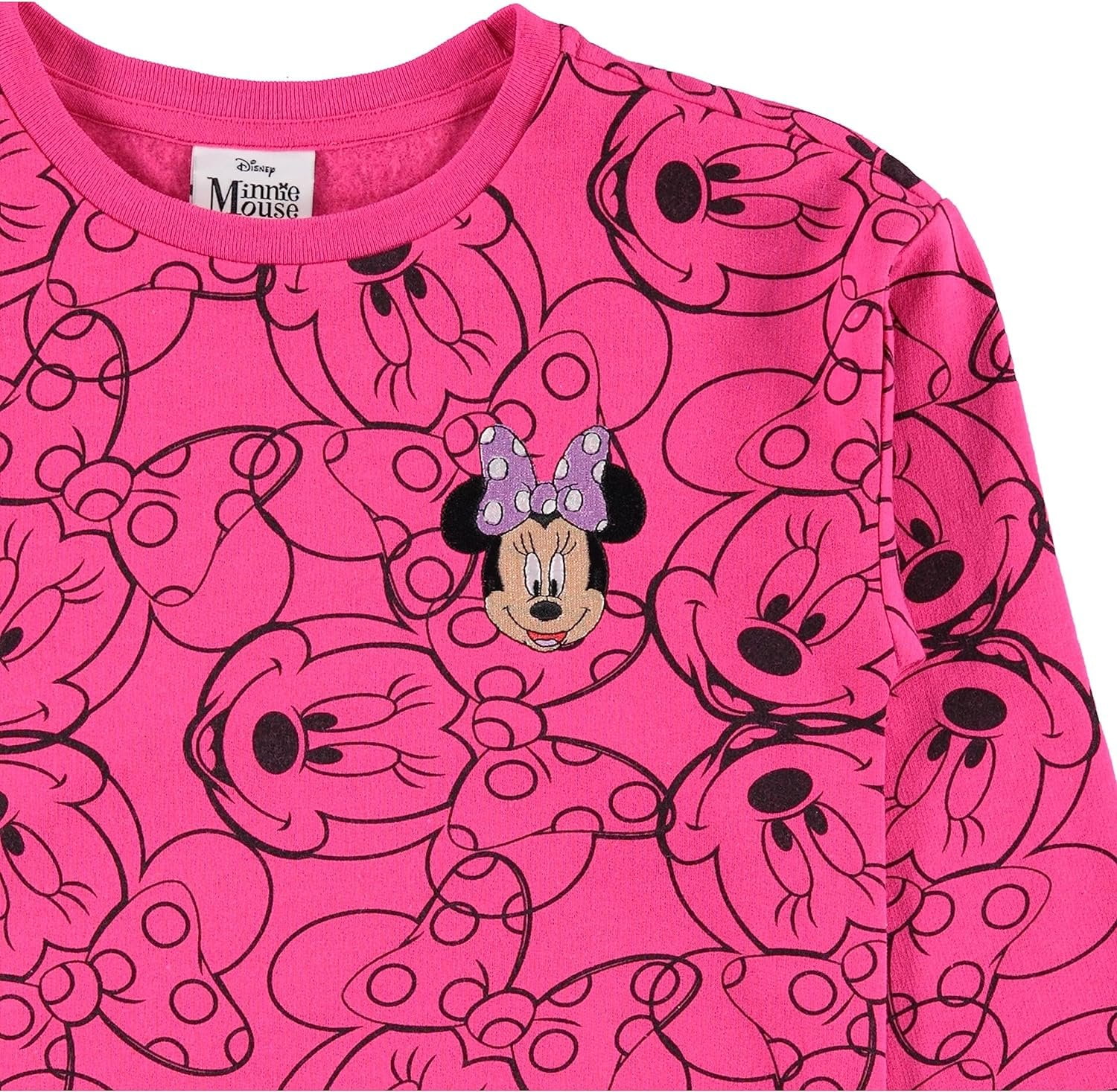 Girl Big Minnie Girls Sizes to 4-16 Mouse Pullover Sweatshirt- Girls Disney Little