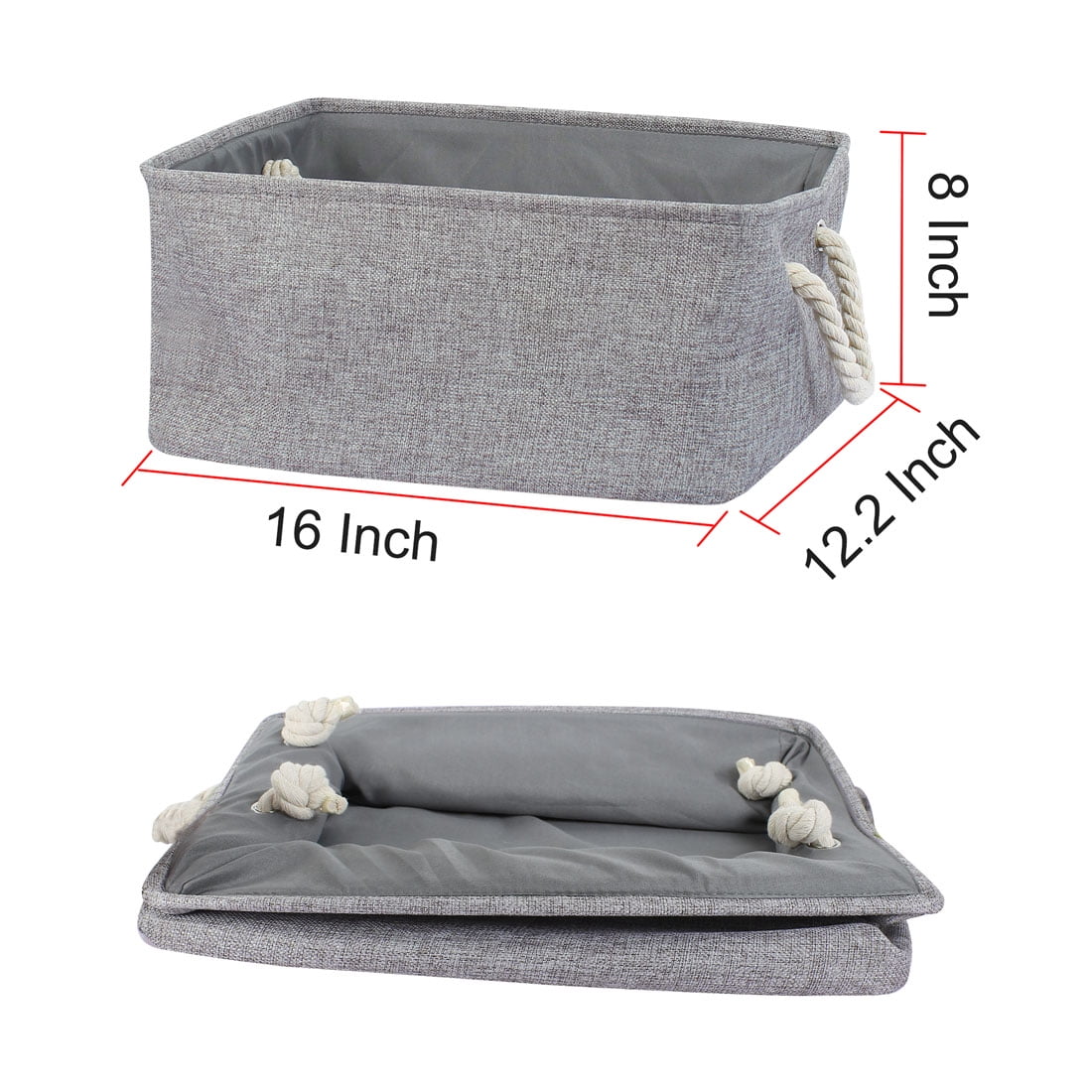 Collapsible Fabric Storage Bins Basket Towels Storage Container Gray L