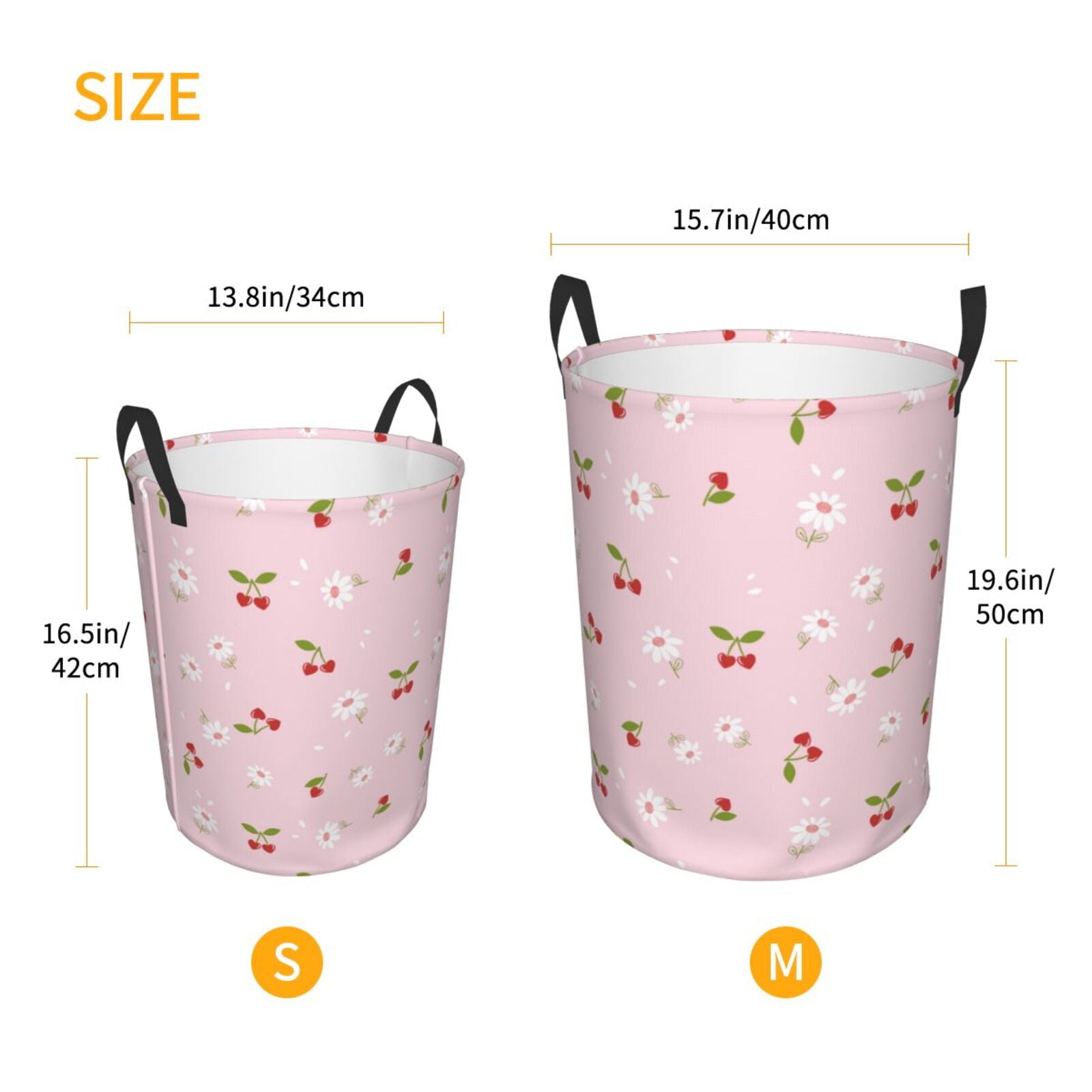 Large Laundry Basket with Handles - Cute Red Berry Flower Love Kids Baby Dirty Clothes Laundry Hamper for Bedroom Aesthetic