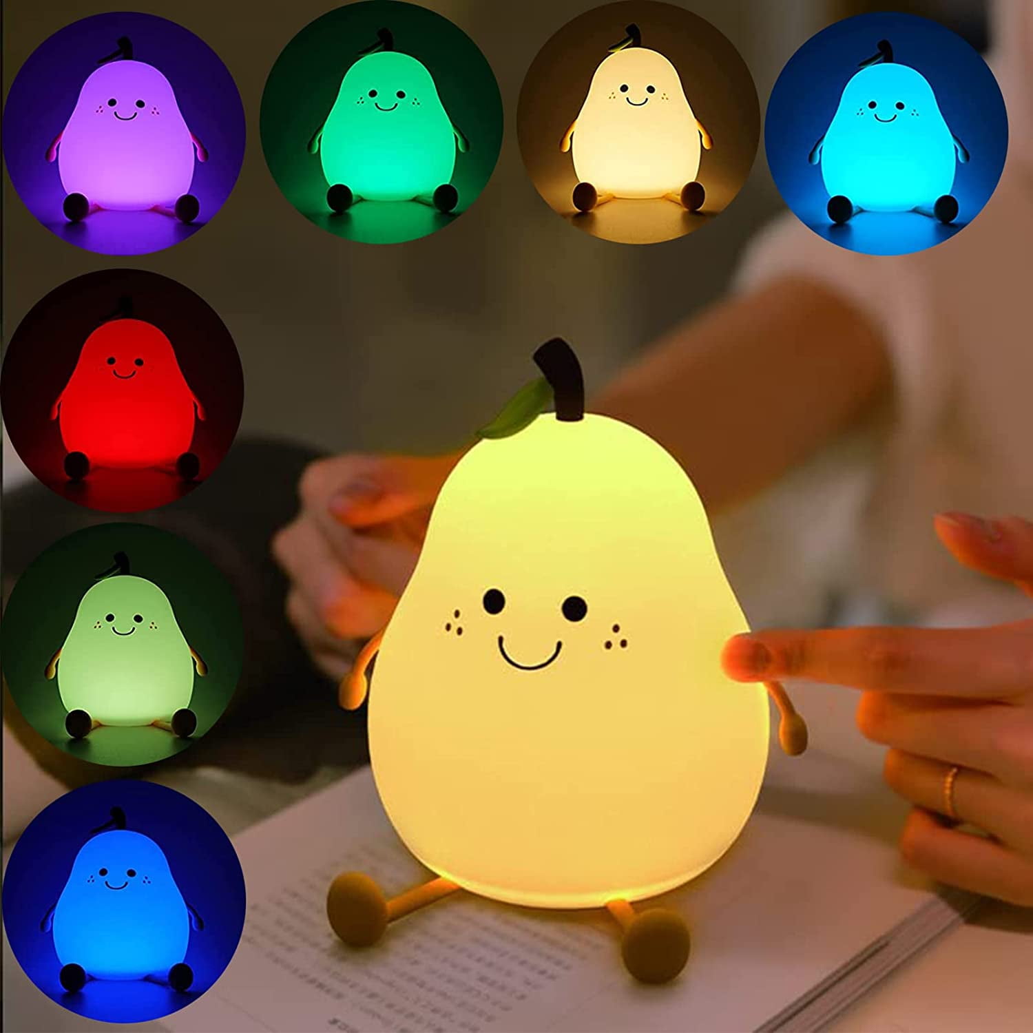 Xiyztok Night Light for Kids ,Cute Silicone Nursery Pear Lamp for Baby
