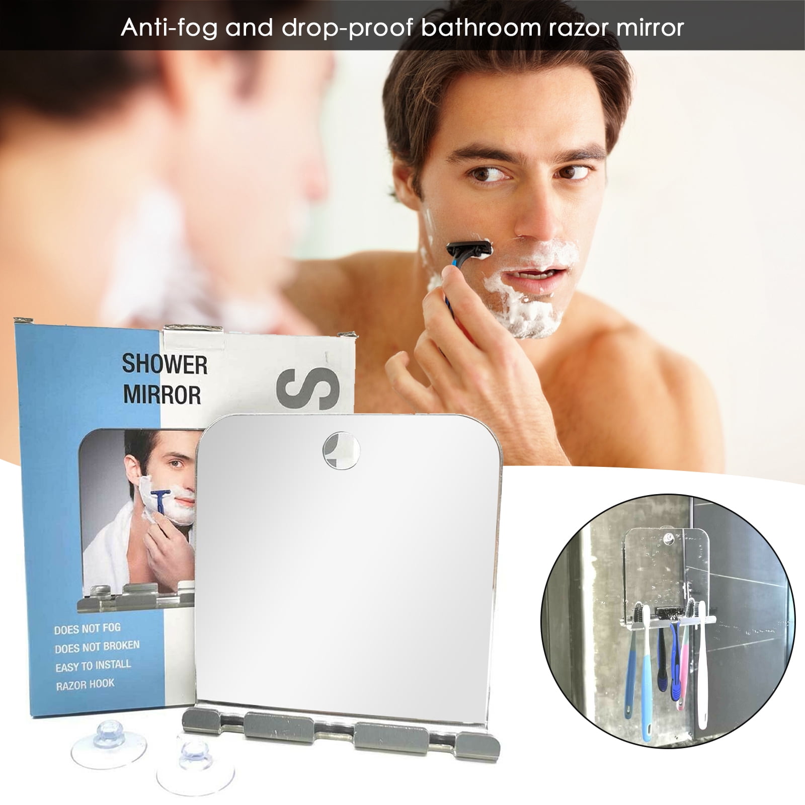 Fogless Shaving Mirror for Men Women Fogless Shower Mirror with Hook Fog-Free Travel Mirror Shatterproof Fogless Mirror 