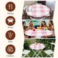 thumbnail image 6 of Pink White Plaid Round Tablecloth 45-54 Inch Round Fitted Table Cloth with Elastic Edge, Buffalo Pastoral Check Geometric Farmhosue Waterproof Table Cover Protector for Outdoor Picnic Party Dining, 6 of 6