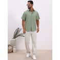 thumbnail image 5 of DARING DIVA Men's Plain Linen Short Sleeve Contrast Color Collar Shirts XL Light Green, 5 of 7