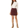 thumbnail image 2 of INSPIRE CHIC Women's Skirt Corduroy High Waist Button Decor A Line Mini Skirt XS Burgundy, 2 of 8