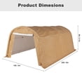 thumbnail image 7 of FOROUTIA 10x20x9ft Heavy-Duty Round Roof Carport, Khaki PE Fabric Portable Garage Shelter, All-Weather Storage Tent for Car/Truck/Boat/Lawn Equipment, Outdoor Canopy with Ratchet Tension System, 7 of 7